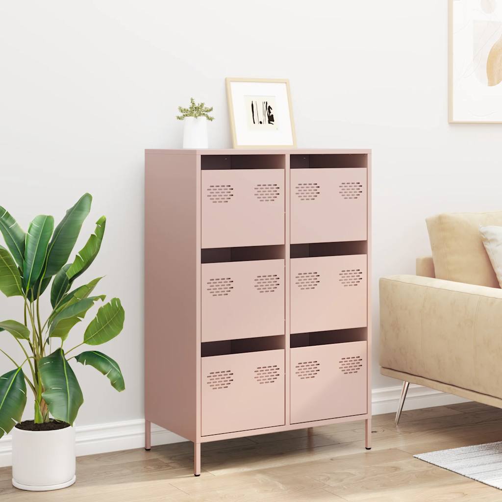 Hoge kast 68x39x101,5 cm staal roze is nu te koop bij PeponiXL, paradijselijk wonen!
