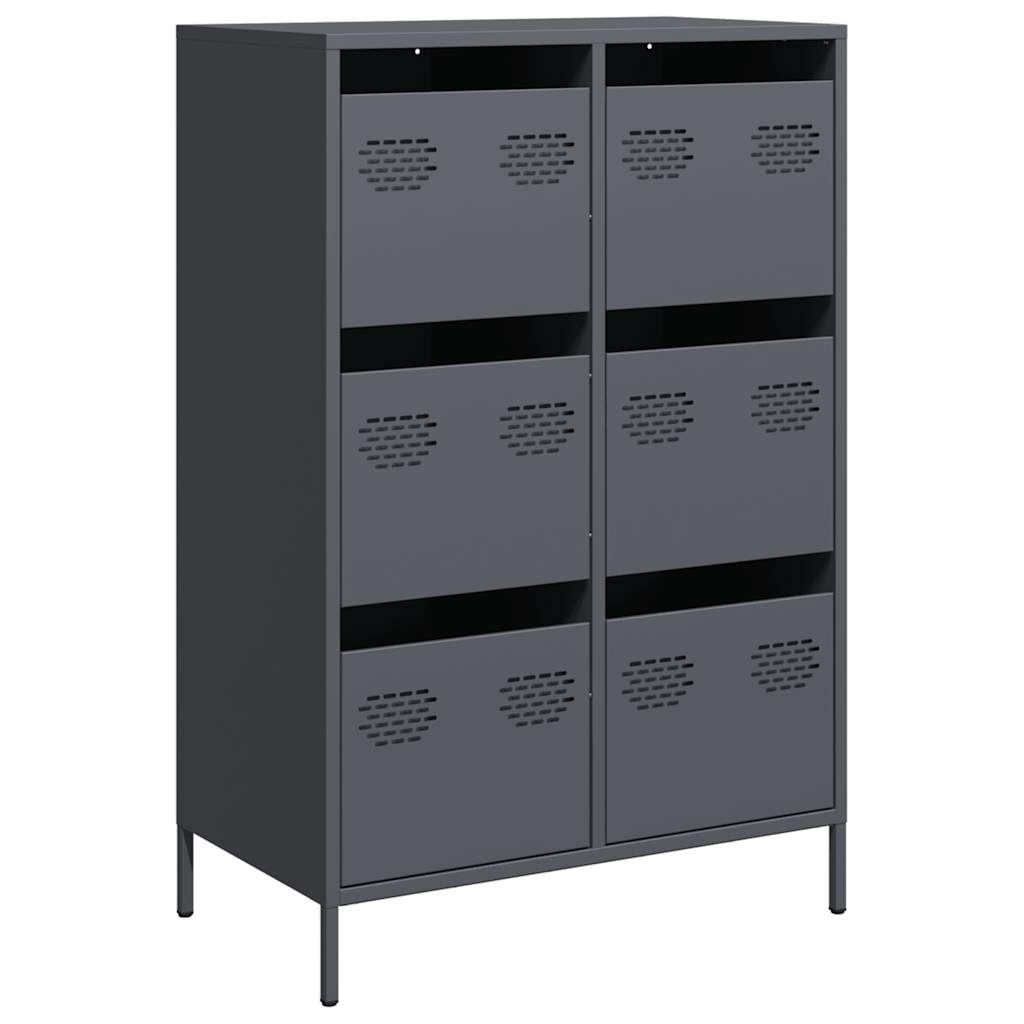 Hoge kast 68x39x101,5 cm staal antracietkleurig is nu te koop bij PeponiXL, paradijselijk wonen!