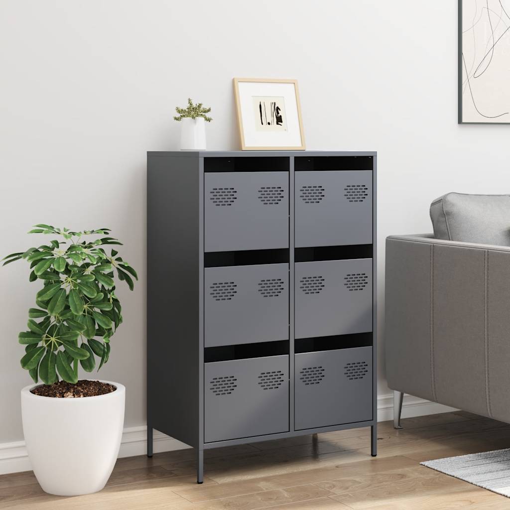 Hoge kast 68x39x101,5 cm staal antracietkleurig is nu te koop bij PeponiXL, paradijselijk wonen!