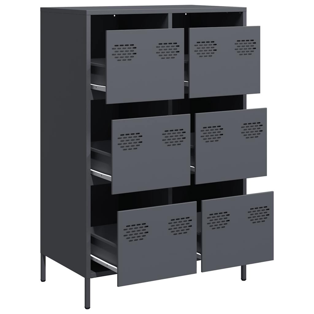 Hoge kast 68x39x101,5 cm staal antracietkleurig is nu te koop bij PeponiXL, paradijselijk wonen!
