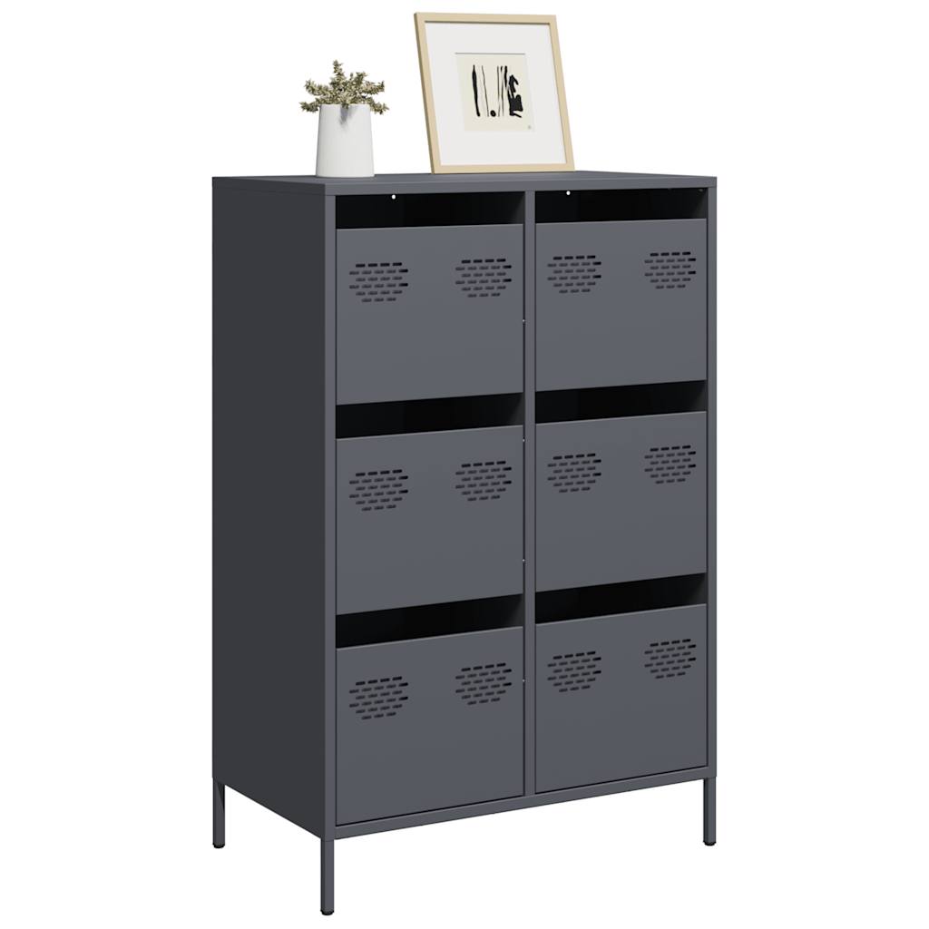 Hoge kast 68x39x101,5 cm staal antracietkleurig is nu te koop bij PeponiXL, paradijselijk wonen!