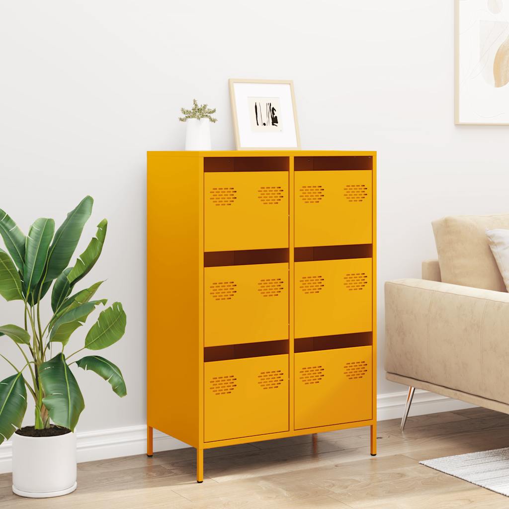 Hoge kast 68x39x101,5 cm staal mosterdgeel is nu te koop bij PeponiXL, paradijselijk wonen!