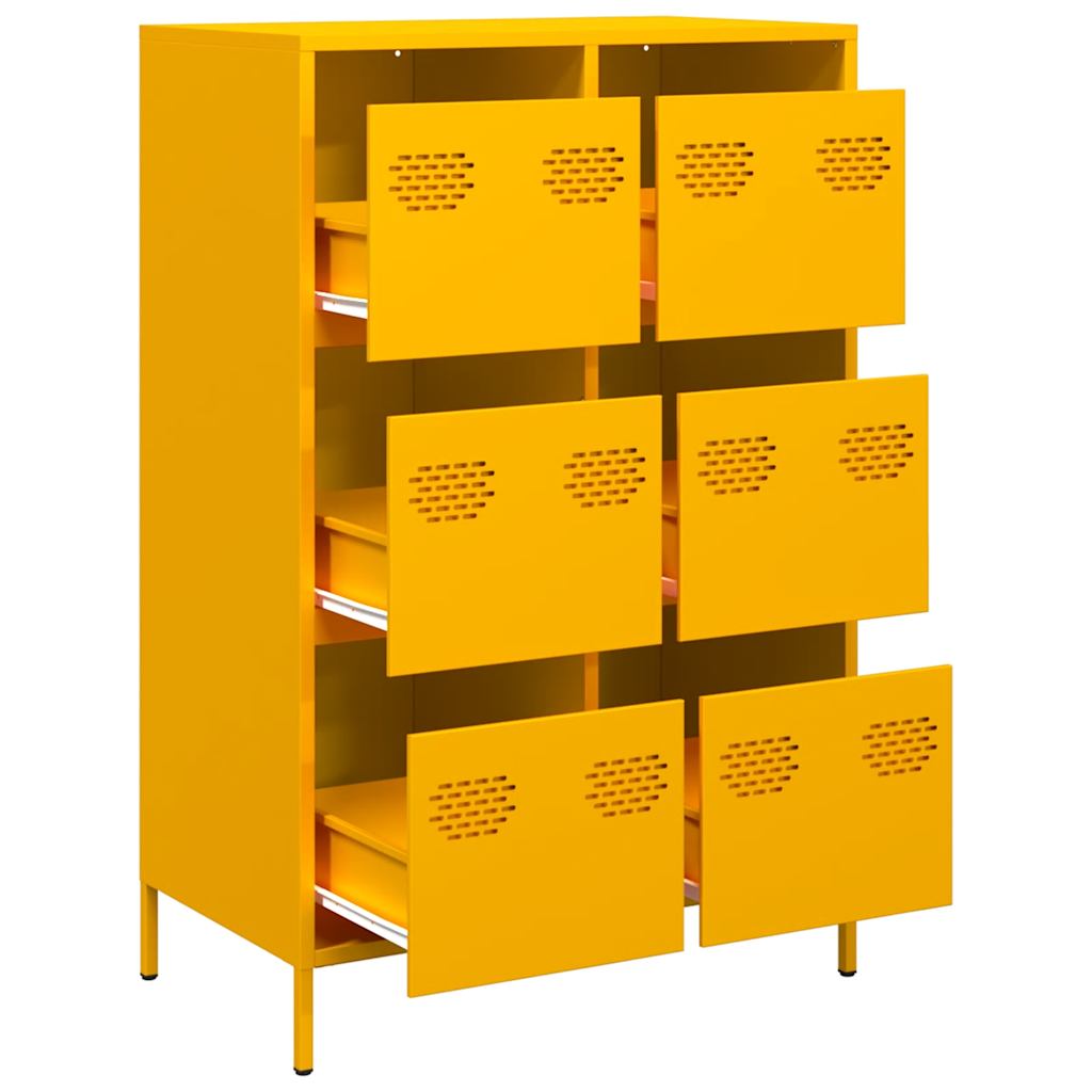 Hoge kast 68x39x101,5 cm staal mosterdgeel is nu te koop bij PeponiXL, paradijselijk wonen!