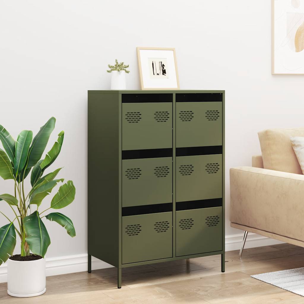 Hoge kast 68x39x101,5 cm staal olijfgroen is nu te koop bij PeponiXL, paradijselijk wonen!