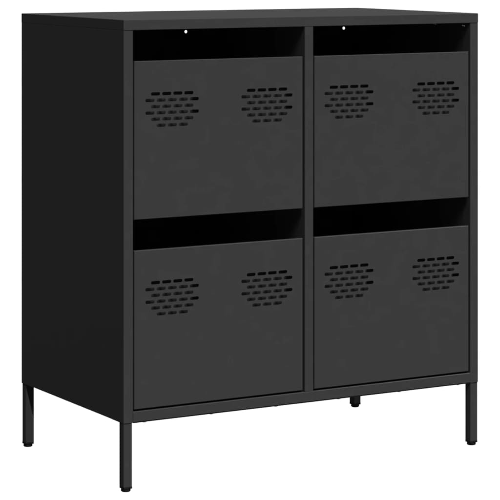Dressoir 68x39x73,5 cm koudgewalst staal zwart is nu te koop bij PeponiXL, paradijselijk wonen!