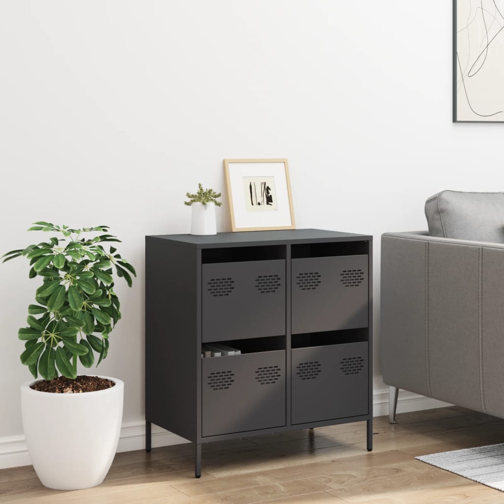 Dressoir 68x39x73,5 cm koudgewalst staal zwart is nu te koop bij PeponiXL, paradijselijk wonen!