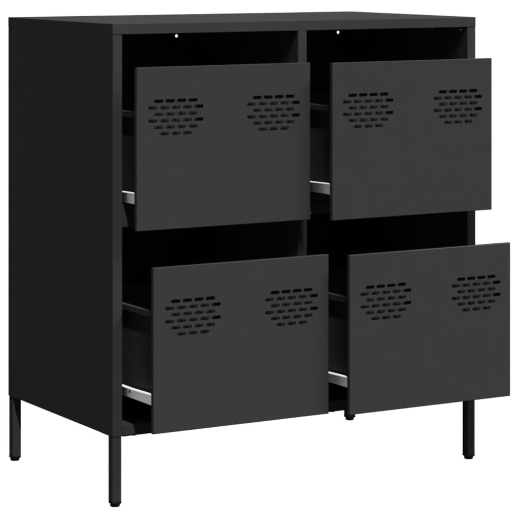 Dressoir 68x39x73,5 cm koudgewalst staal zwart is nu te koop bij PeponiXL, paradijselijk wonen!
