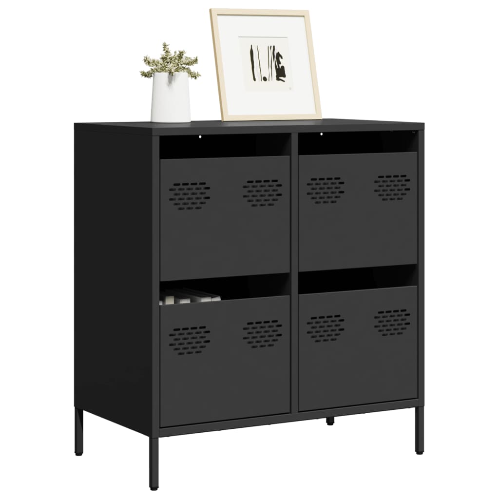 Dressoir 68x39x73,5 cm koudgewalst staal zwart is nu te koop bij PeponiXL, paradijselijk wonen!