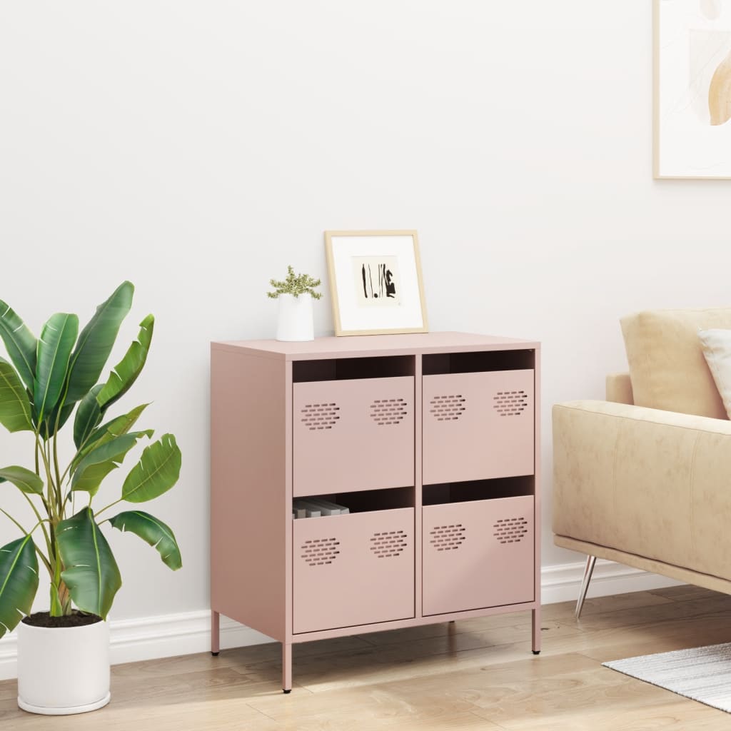 Dressoir 68x39x73,5 cm koudgewalst staal roze is nu te koop bij PeponiXL, paradijselijk wonen!