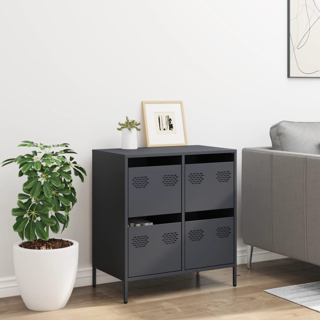 Dressoir 68x39x73,5 cm koudgewalst staal antracietkleurig is nu te koop bij PeponiXL, paradijselijk wonen!