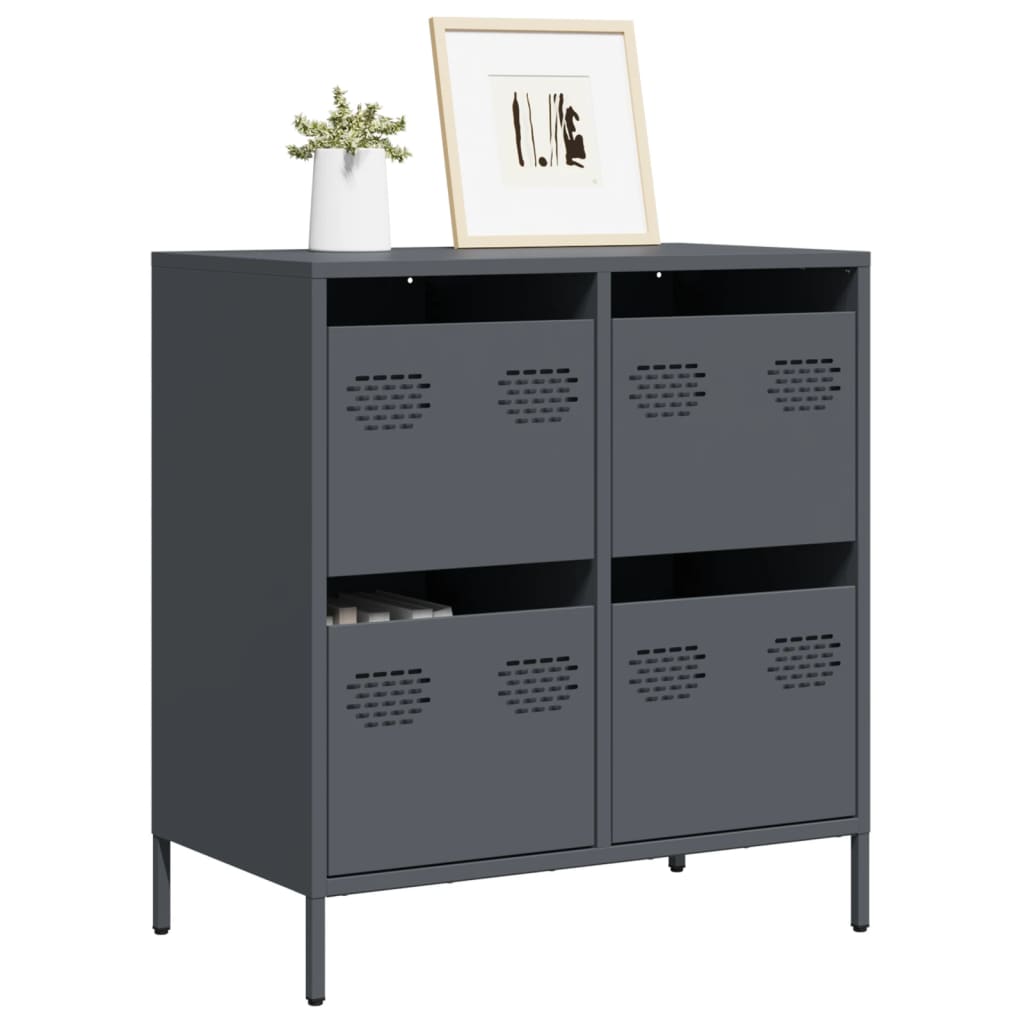 Dressoir 68x39x73,5 cm koudgewalst staal antracietkleurig is nu te koop bij PeponiXL, paradijselijk wonen!