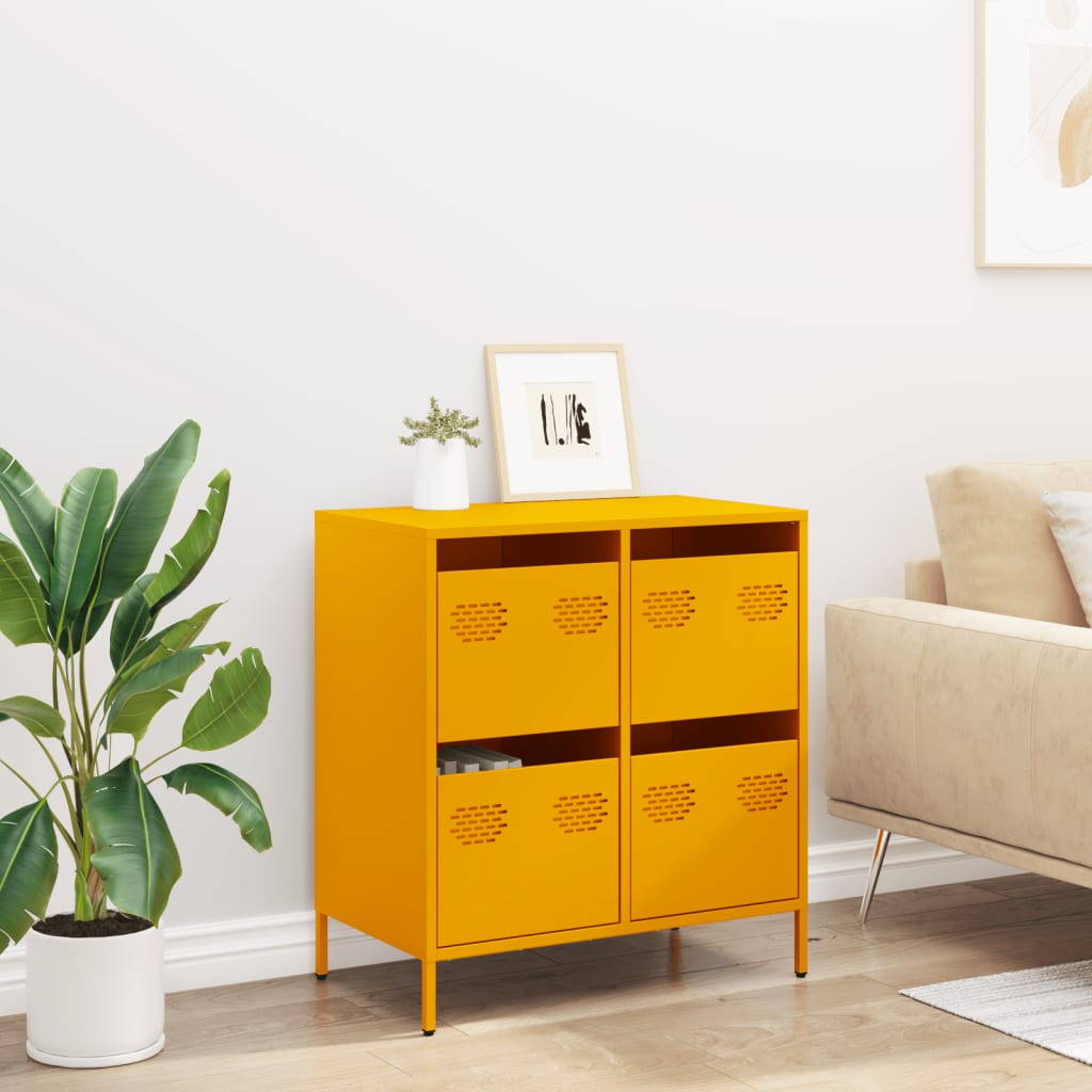 Dressoir 68x39x73,5 cm koudgewalst staal mosterdgeel is nu te koop bij PeponiXL, paradijselijk wonen!