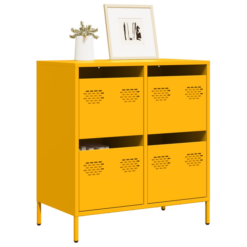 Dressoir 68x39x73,5 cm koudgewalst staal mosterdgeel is nu te koop bij PeponiXL, paradijselijk wonen!