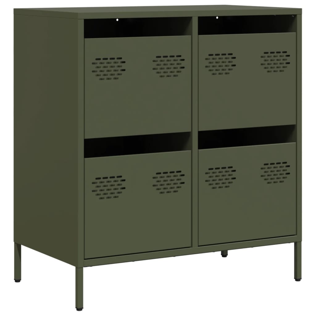 Dressoir 68x39x73,5 cm koudgewalst staal olijfgroen is nu te koop bij PeponiXL, paradijselijk wonen!