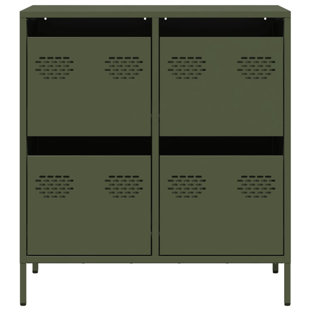 Dressoir 68x39x73,5 cm koudgewalst staal olijfgroen is nu te koop bij PeponiXL, paradijselijk wonen!