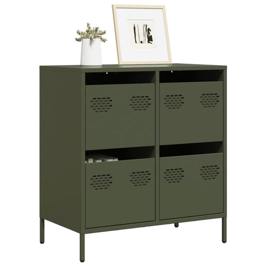 Dressoir 68x39x73,5 cm koudgewalst staal olijfgroen is nu te koop bij PeponiXL, paradijselijk wonen!