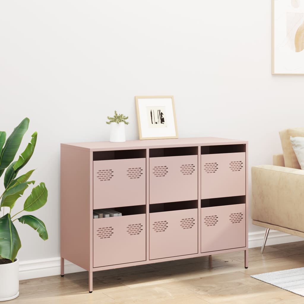 Dressoir 101,5x39x73,5 cm koudgewalst staal roze is nu te koop bij PeponiXL, paradijselijk wonen!
