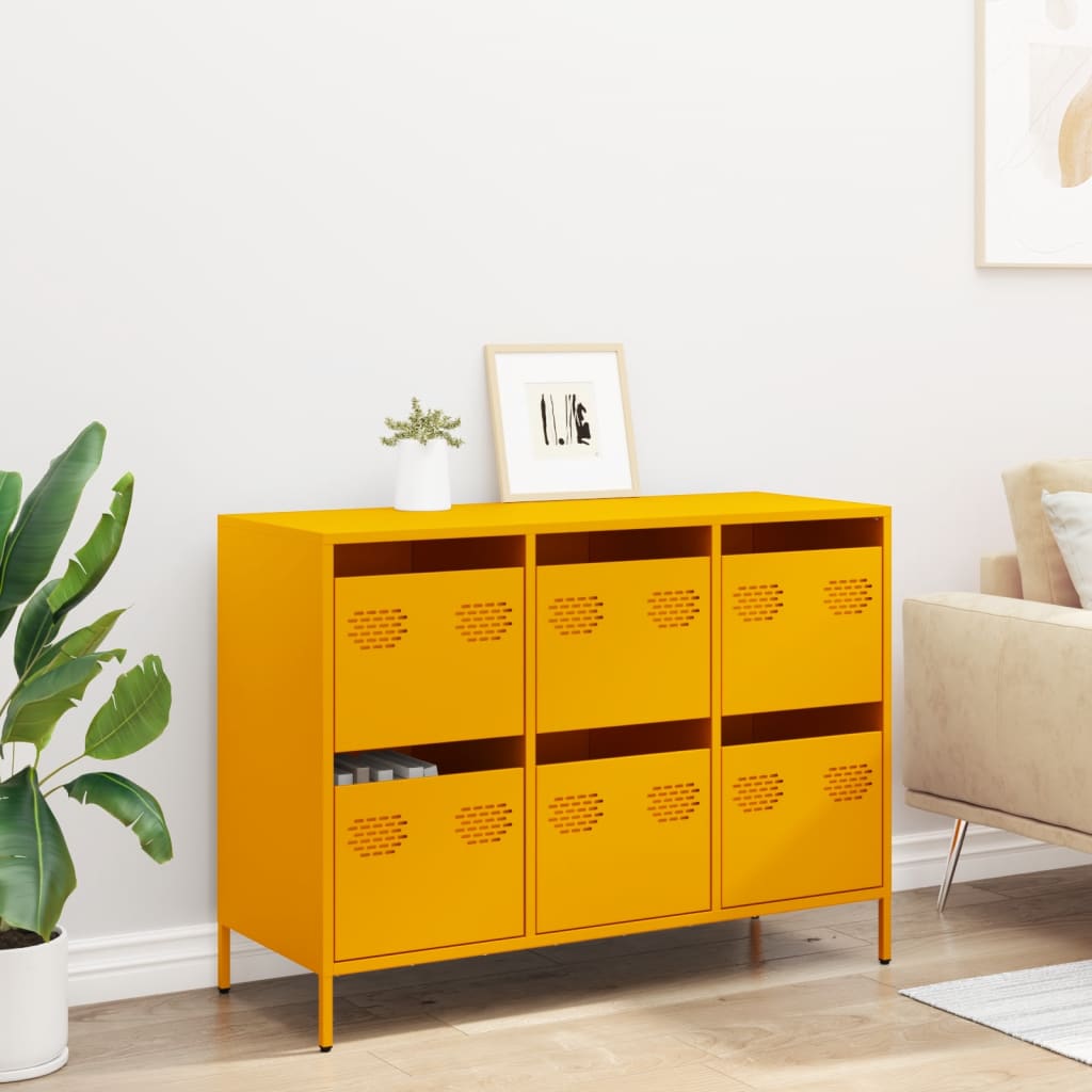 Dressoir 101,5x39x73,5 cm koudgewalst staal mosterdgeel is nu te koop bij PeponiXL, paradijselijk wonen!
