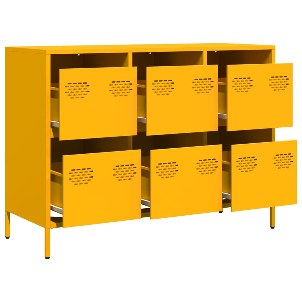 Dressoir 101,5x39x73,5 cm koudgewalst staal mosterdgeel is nu te koop bij PeponiXL, paradijselijk wonen!