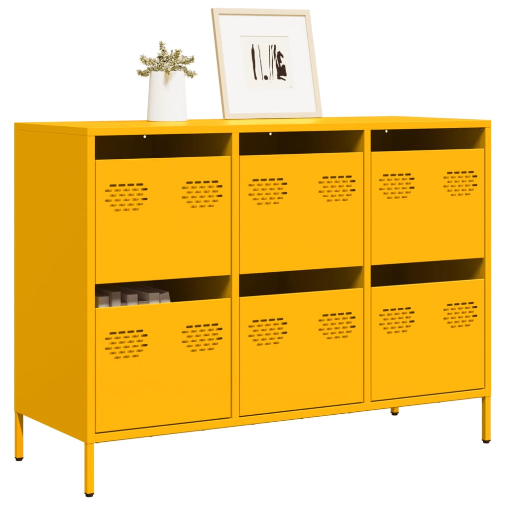 Dressoir 101,5x39x73,5 cm koudgewalst staal mosterdgeel is nu te koop bij PeponiXL, paradijselijk wonen!