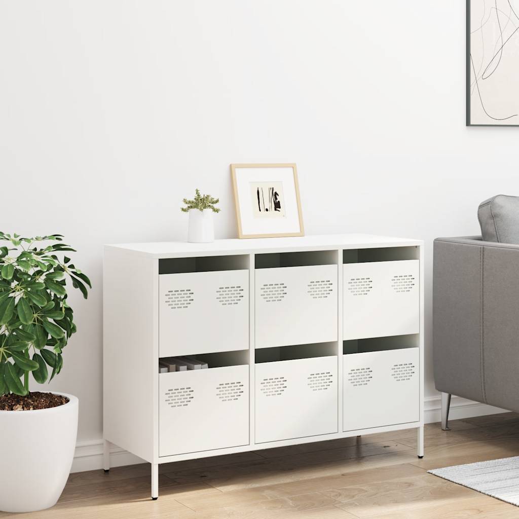 Dressoir 101,5x39x73,5 cm koudgewalst staal wit is nu te koop bij PeponiXL, paradijselijk wonen!
