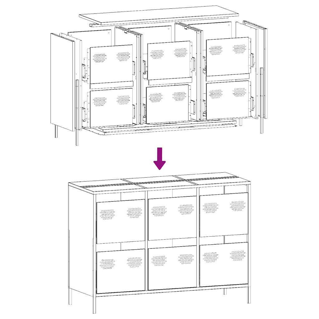 Dressoir 101,5x39x73,5 cm koudgewalst staal wit is nu te koop bij PeponiXL, paradijselijk wonen!