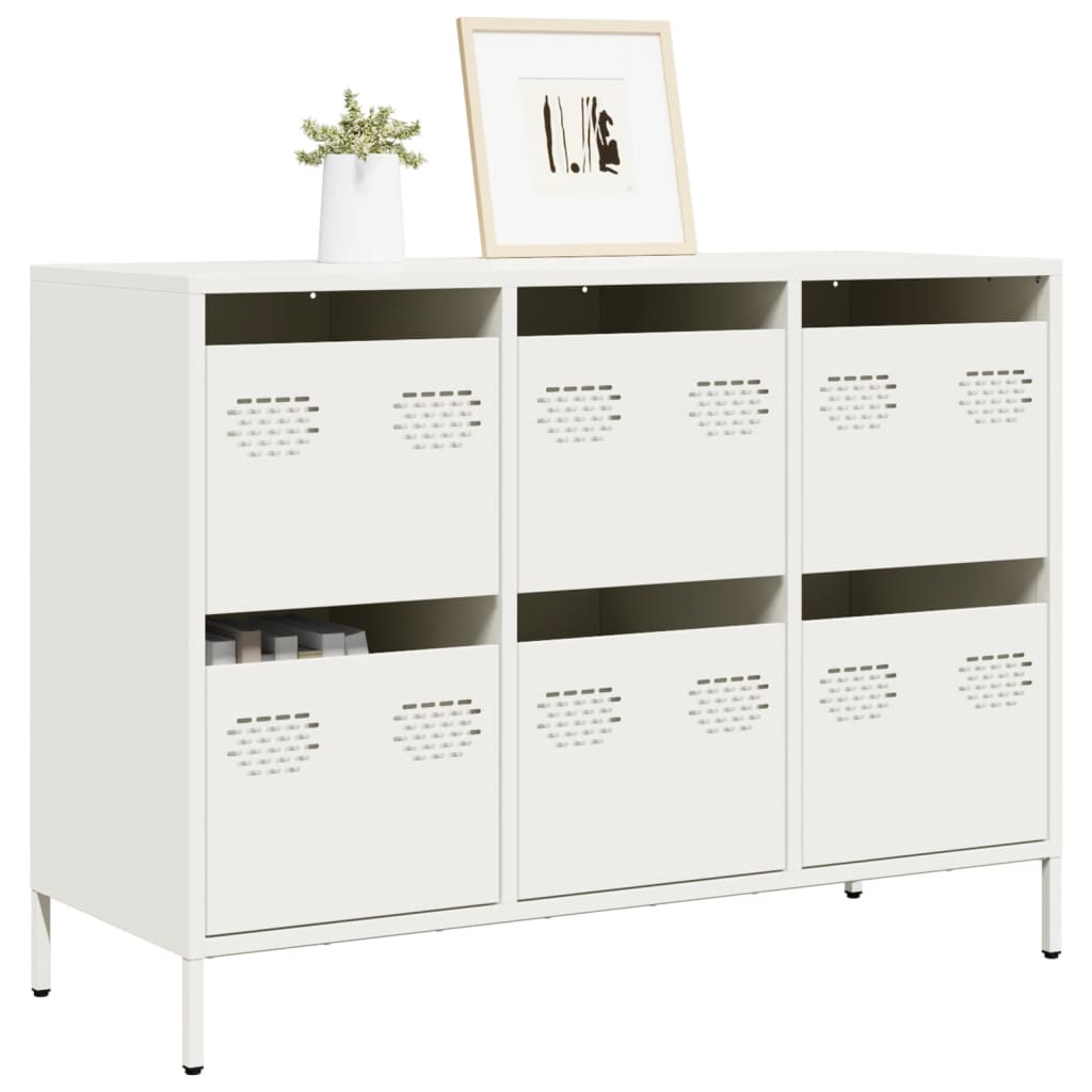 Dressoir 101,5x39x73,5 cm koudgewalst staal wit is nu te koop bij PeponiXL, paradijselijk wonen!