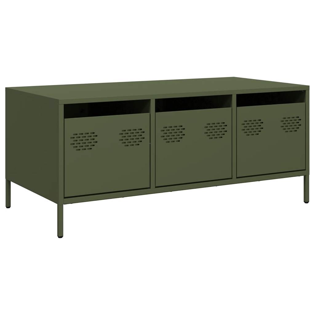 Salontafel 101,5x50x43,5 cm koudgewalst staal olijfgroen is nu te koop bij PeponiXL, paradijselijk wonen!