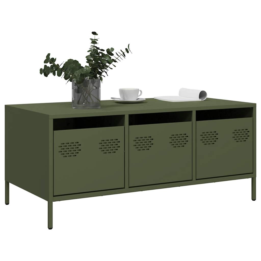 Salontafel 101,5x50x43,5 cm koudgewalst staal olijfgroen is nu te koop bij PeponiXL, paradijselijk wonen!