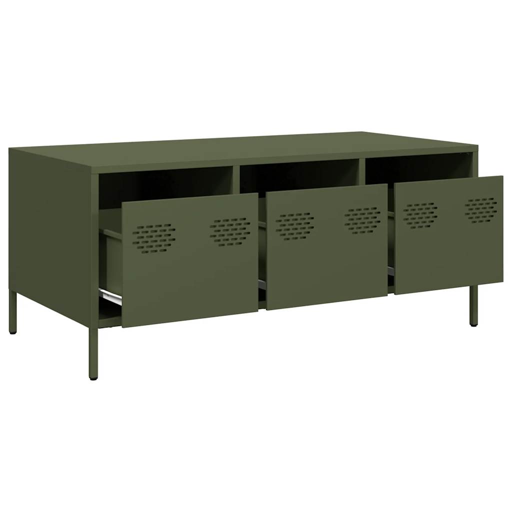 Salontafel 101,5x50x43,5 cm koudgewalst staal olijfgroen is nu te koop bij PeponiXL, paradijselijk wonen!