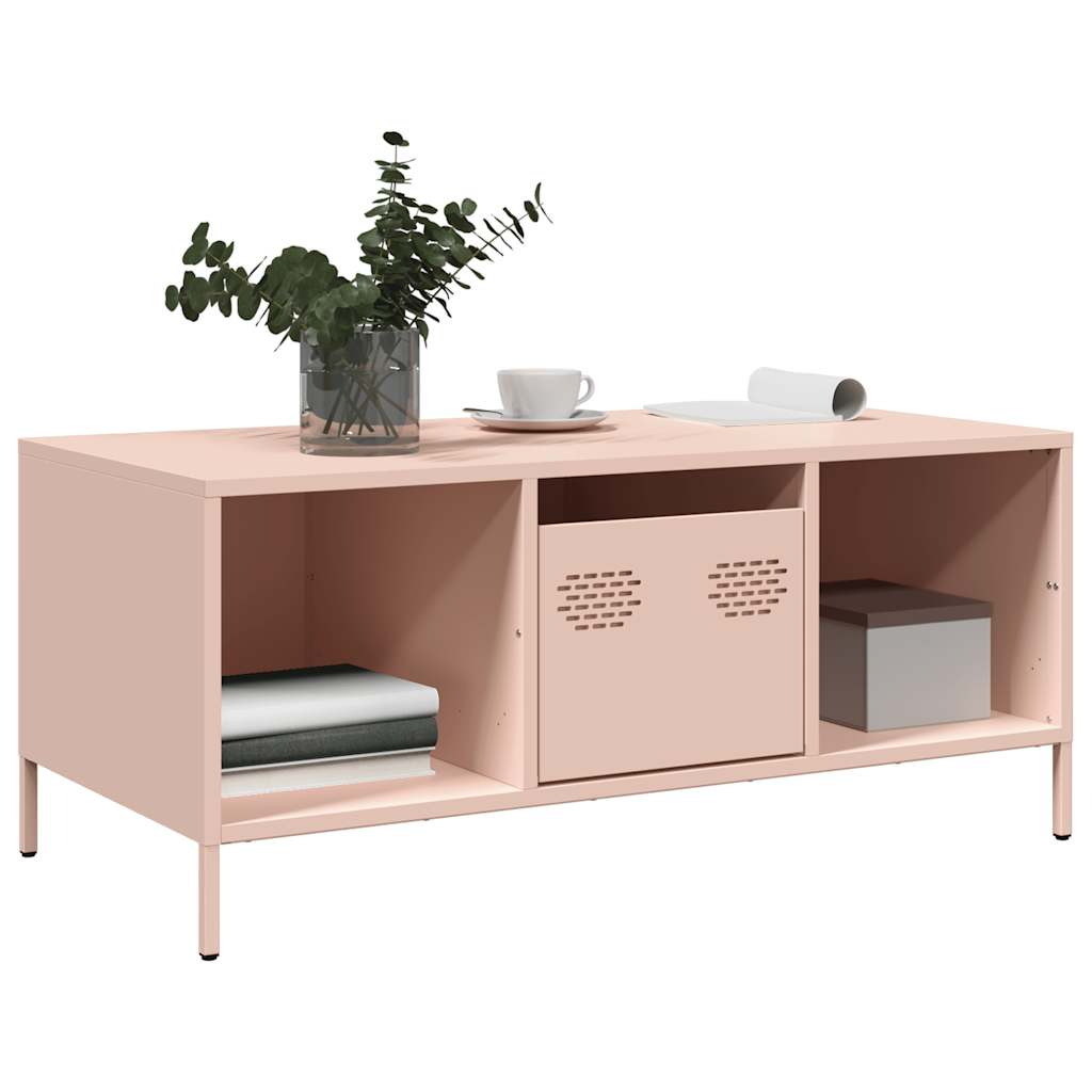 Salontafel 101,5x50x43,5 cm koudgewalst staal roze is nu te koop bij PeponiXL, paradijselijk wonen!