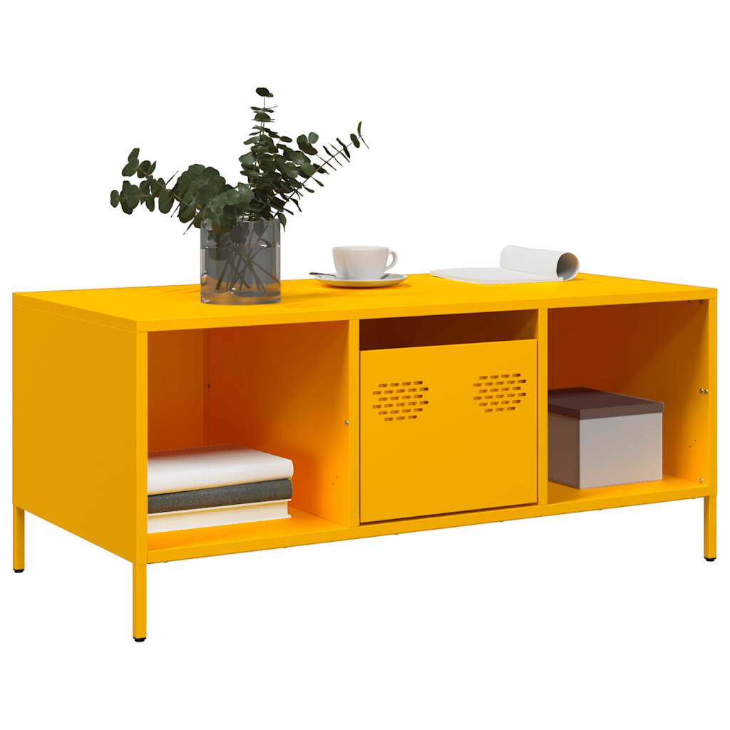 Salontafel 101,5x50x43,5 cm koudgewalst staal mosterdgeel is nu te koop bij PeponiXL, paradijselijk wonen!