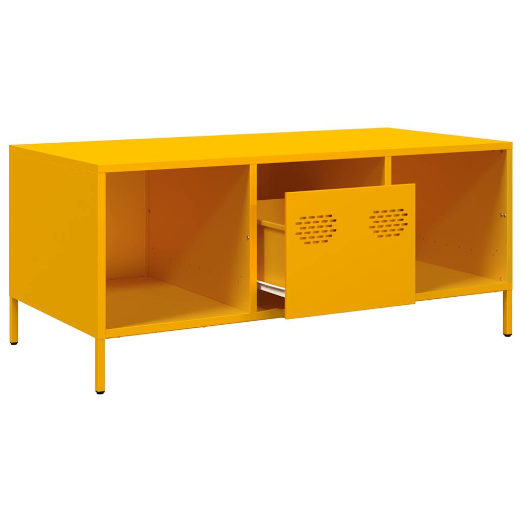 Salontafel 101,5x50x43,5 cm koudgewalst staal mosterdgeel is nu te koop bij PeponiXL, paradijselijk wonen!