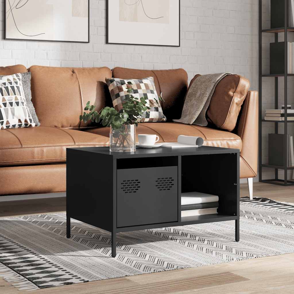 Salontafel 68,5x50x43,5 cm koudgewalst staal zwart is nu te koop bij PeponiXL, paradijselijk wonen!