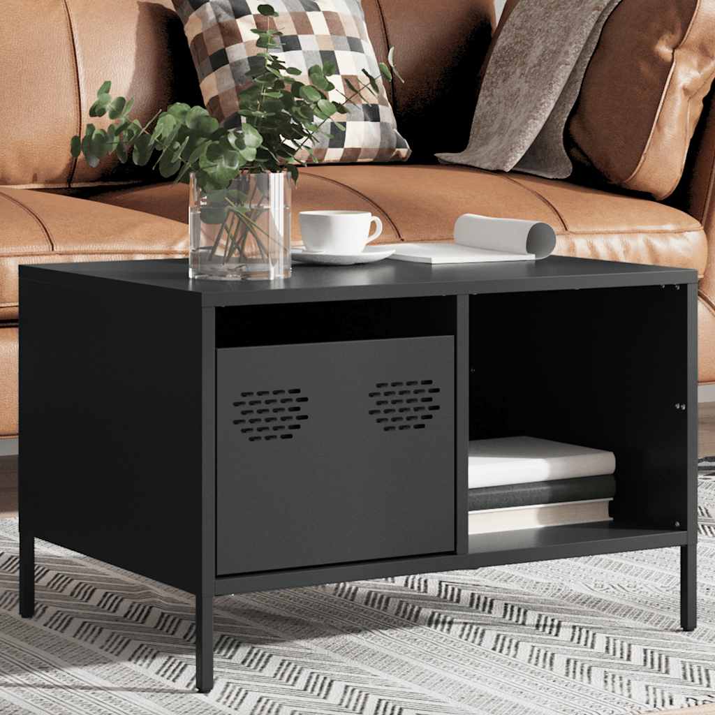Salontafel 68,5x50x43,5 cm koudgewalst staal zwart is nu te koop bij PeponiXL, paradijselijk wonen!