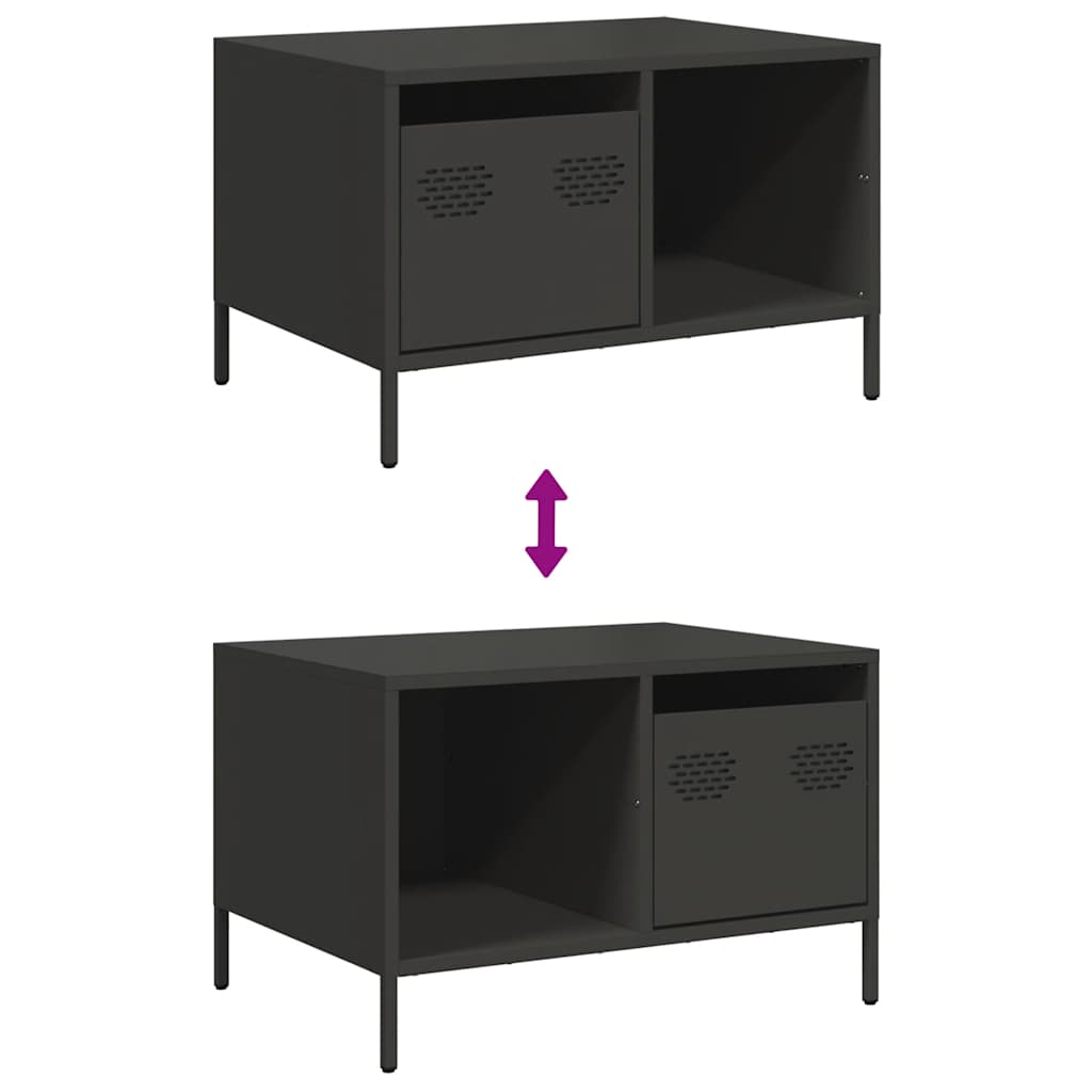 Salontafel 68,5x50x43,5 cm koudgewalst staal zwart is nu te koop bij PeponiXL, paradijselijk wonen!