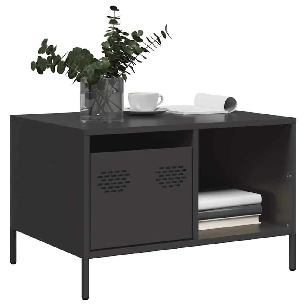 Salontafel 68,5x50x43,5 cm koudgewalst staal zwart is nu te koop bij PeponiXL, paradijselijk wonen!