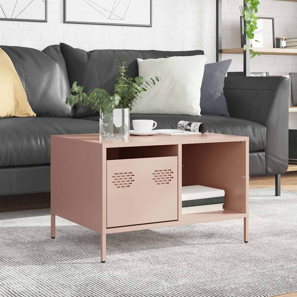 Salontafel 68,5x50x43,5 cm koudgewalst staal roze is nu te koop bij PeponiXL, paradijselijk wonen!