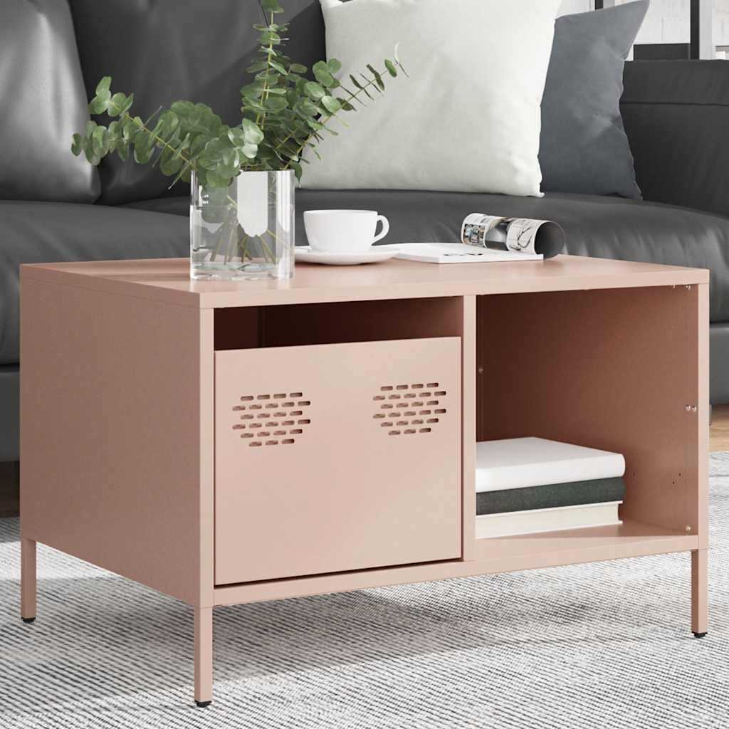 Salontafel 68,5x50x43,5 cm koudgewalst staal roze is nu te koop bij PeponiXL, paradijselijk wonen!