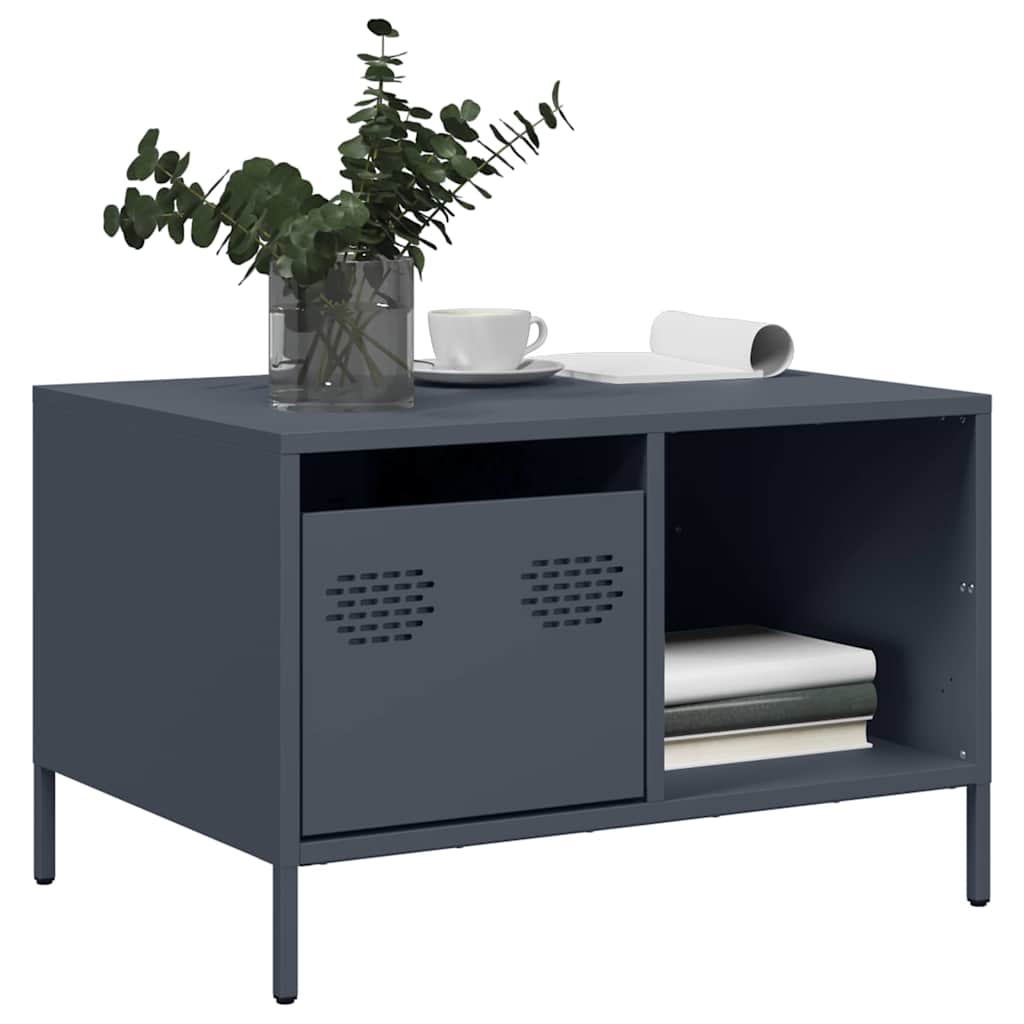 Salontafel 68,5x50x43,5 cm koudgewalst staal antracietkleurig is nu te koop bij PeponiXL, paradijselijk wonen!