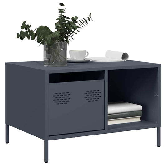 Salontafel 68,5x50x43,5 cm koudgewalst staal antracietkleurig is nu te koop bij PeponiXL, paradijselijk wonen!