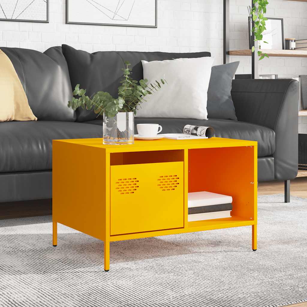 Salontafel 68,5x50x43,5 cm koudgewalst staal mosterdgeel is nu te koop bij PeponiXL, paradijselijk wonen!