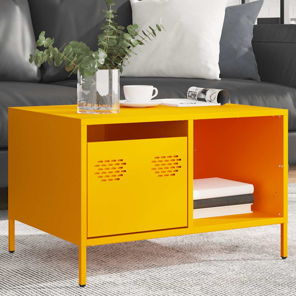 Salontafel 68,5x50x43,5 cm koudgewalst staal mosterdgeel is nu te koop bij PeponiXL, paradijselijk wonen!