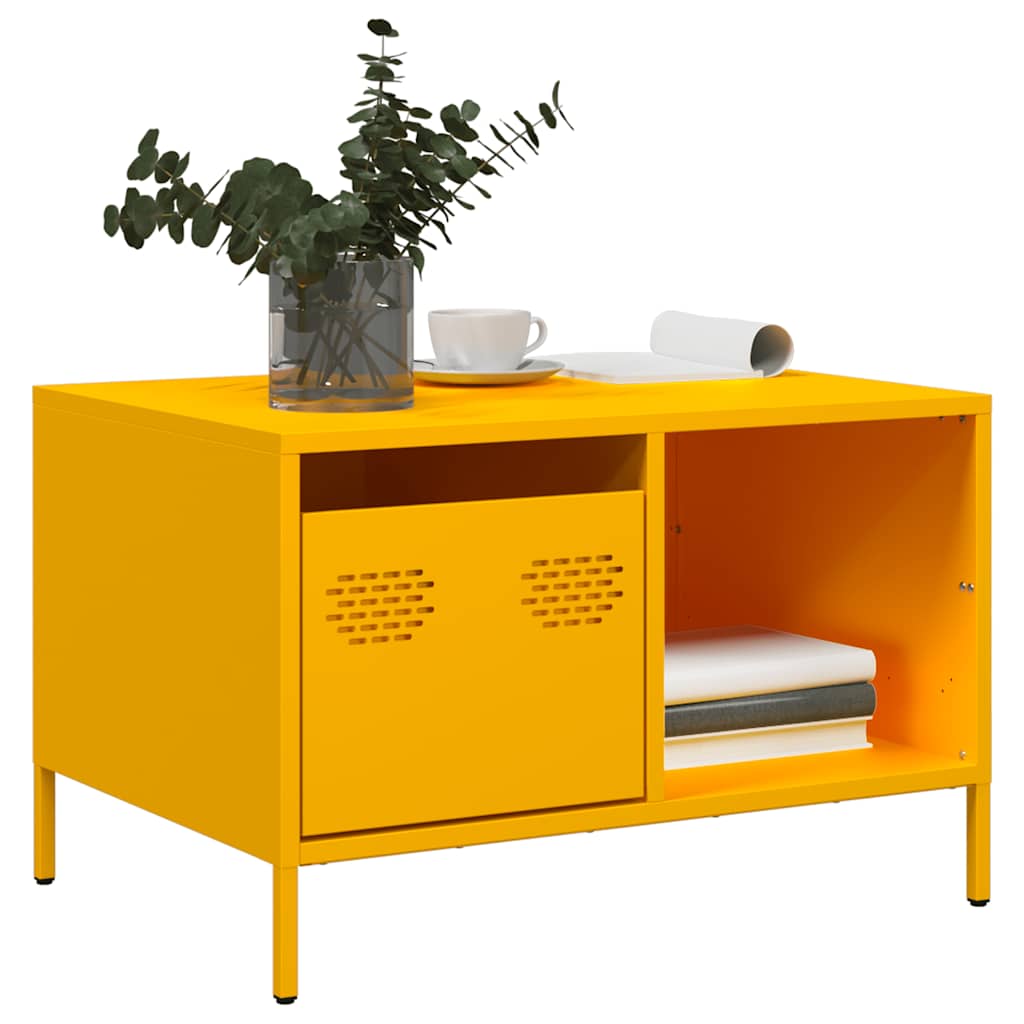 Salontafel 68,5x50x43,5 cm koudgewalst staal mosterdgeel is nu te koop bij PeponiXL, paradijselijk wonen!