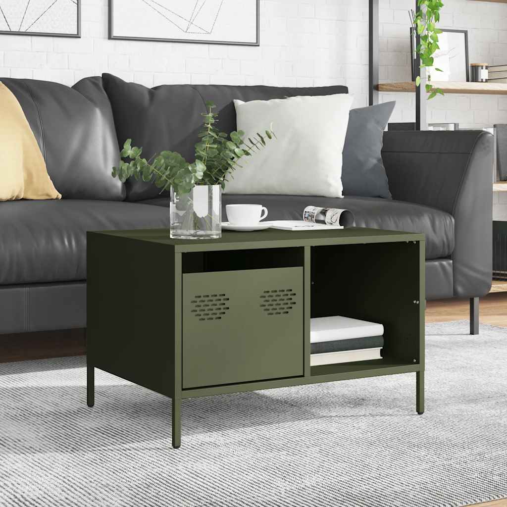 Salontafel 68,5x50x43,5 cm koudgewalst staal olijfgroen is nu te koop bij PeponiXL, paradijselijk wonen!