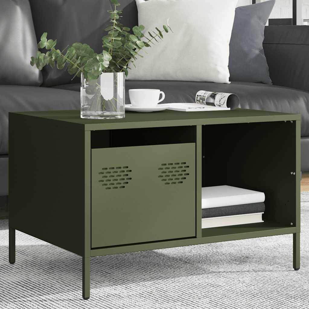 Salontafel 68,5x50x43,5 cm koudgewalst staal olijfgroen is nu te koop bij PeponiXL, paradijselijk wonen!