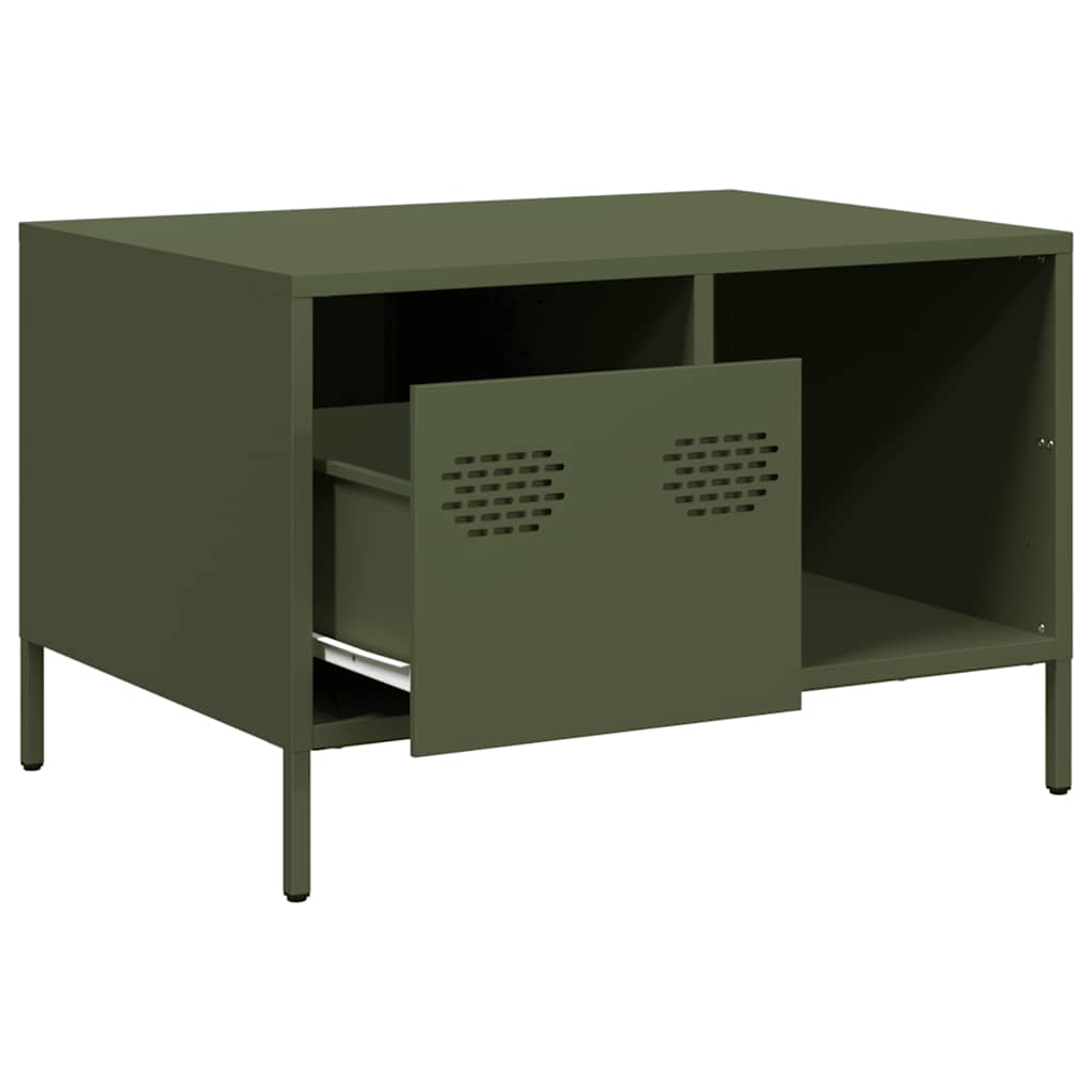 Salontafel 68,5x50x43,5 cm koudgewalst staal olijfgroen is nu te koop bij PeponiXL, paradijselijk wonen!