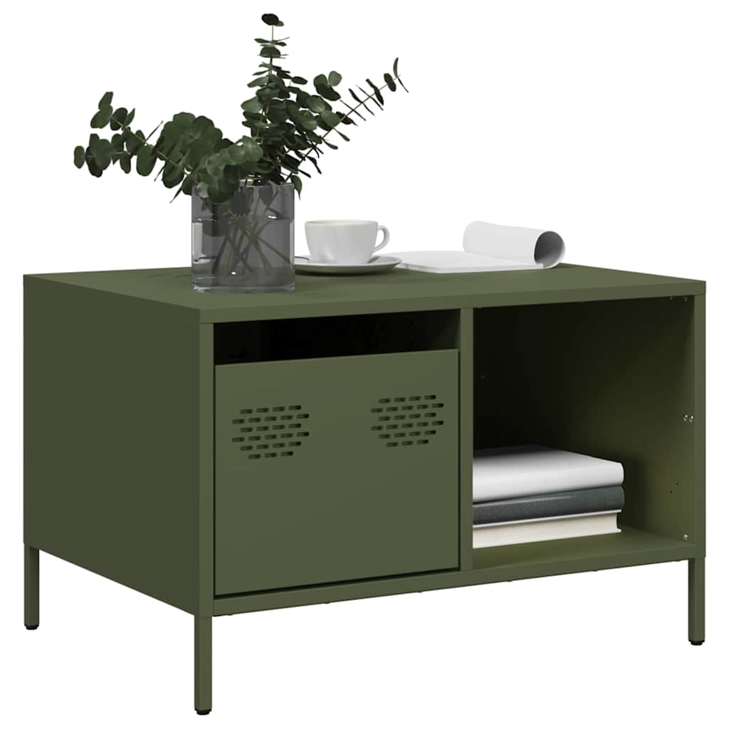 Salontafel 68,5x50x43,5 cm koudgewalst staal olijfgroen is nu te koop bij PeponiXL, paradijselijk wonen!