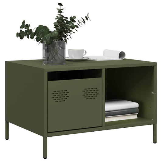 Salontafel 68,5x50x43,5 cm koudgewalst staal olijfgroen is nu te koop bij PeponiXL, paradijselijk wonen!