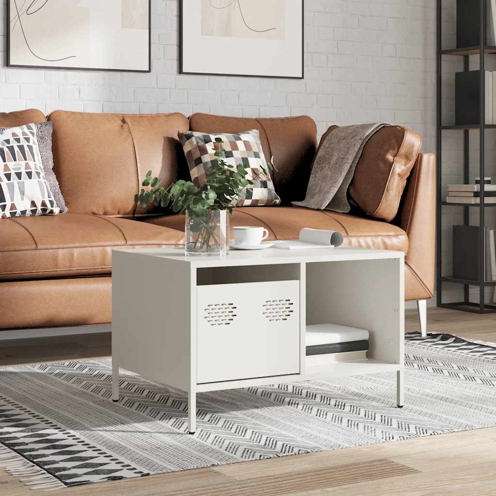 Salontafel 68,5x50x43,5 cm koudgewalst staal wit is nu te koop bij PeponiXL, paradijselijk wonen!